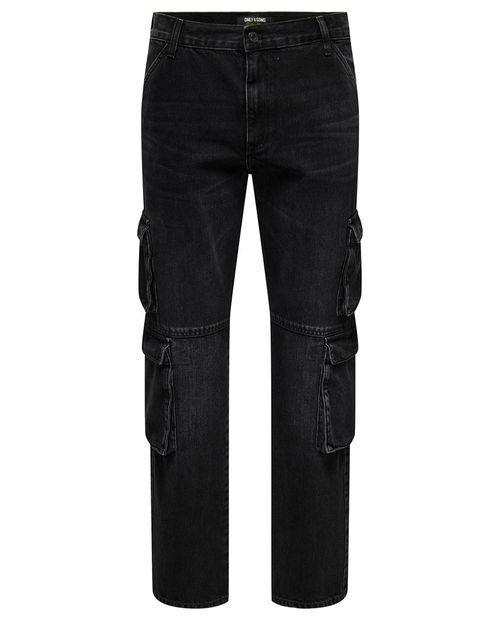 Jeans cargo straight fit Only & Sons negro denim para hombre