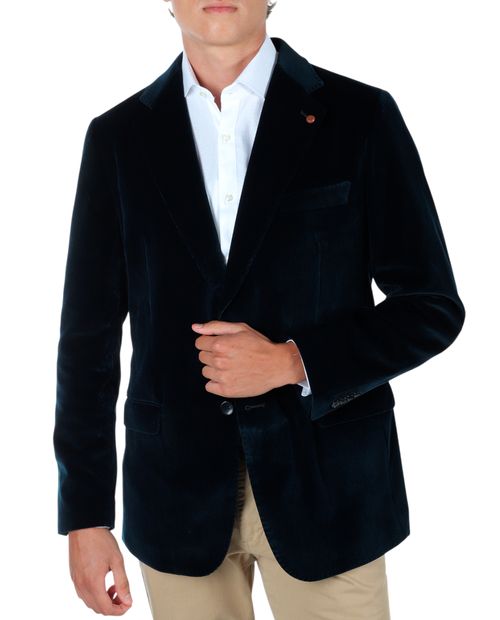 Blazer formal PuroEGO azul navy con canalé para hombre